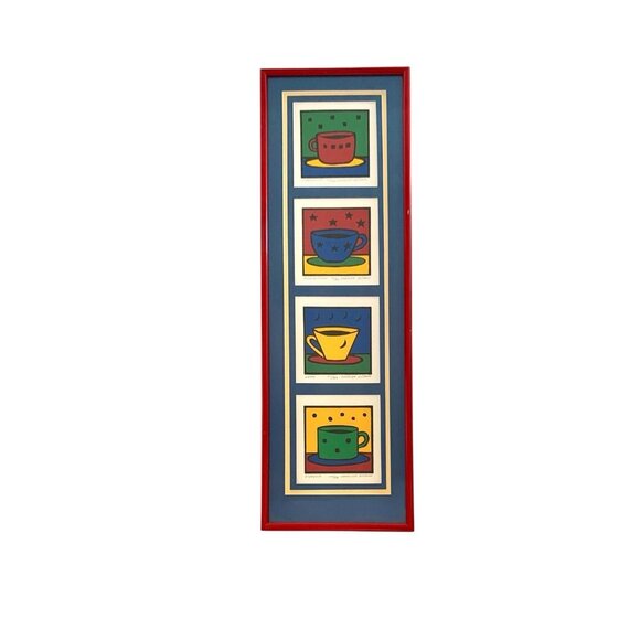 Coffee Cup Art Carolyn Oltman Print Signed Numbered Vintage Coffee Shop Decor - Picture 1 of 8